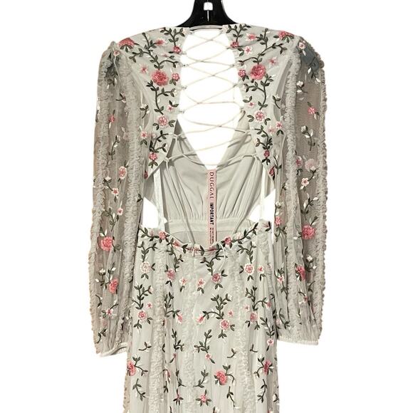 Mac Duggal NEW Size 0 70159 Ivory Multi Floral Cutout Waist Lace-Up Back Dress - Picture 9 of 11